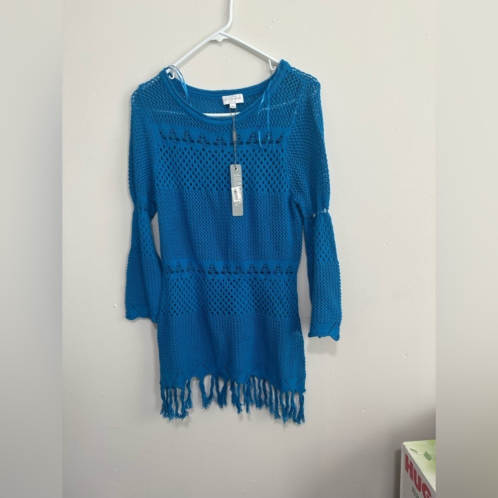 Joseph A Teal Open-Knit Top